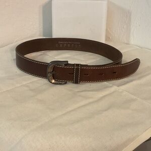 Express Leather Belt w/Stitching Details, Size M